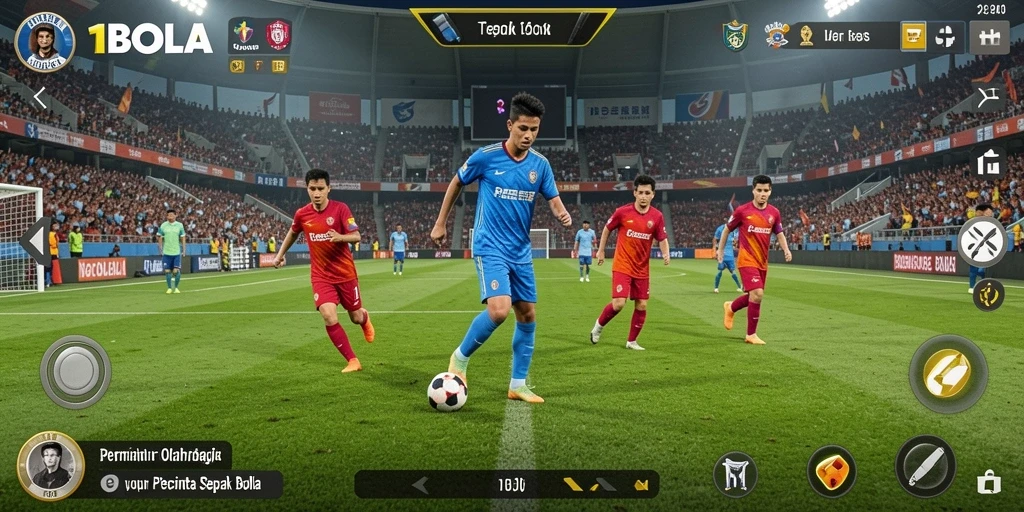 Screenshot gameplay <strong>11BOLA</strong> menunjukkan aksi seru permainan sepak bola.