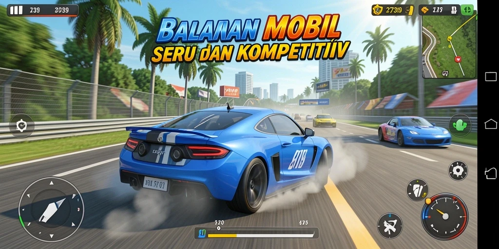 Screenshot permainan 2739 dengan aksi balapan yang intens.