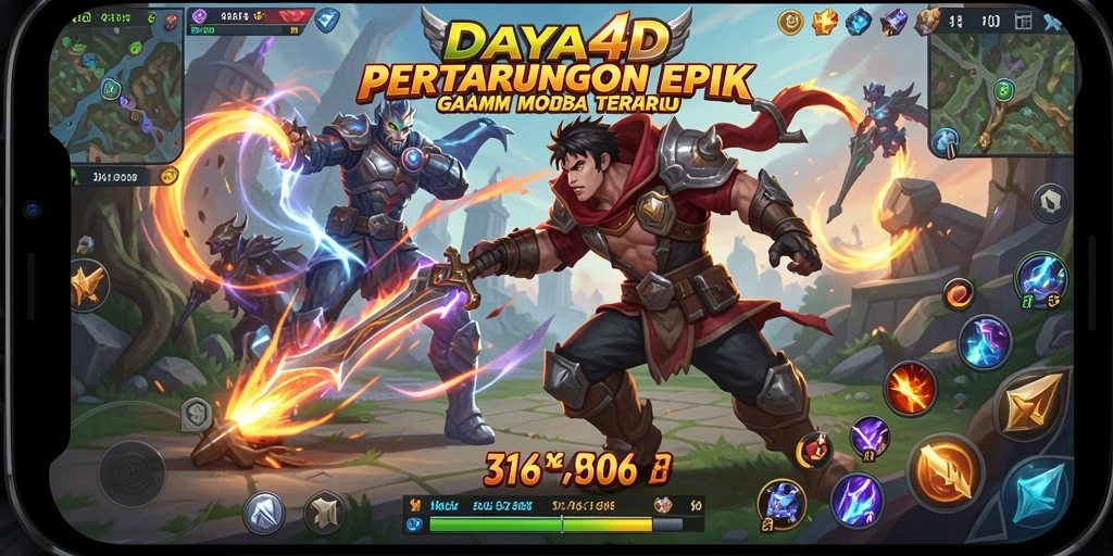 Tampilan gameplay seru di arena pertarungan MOBA.