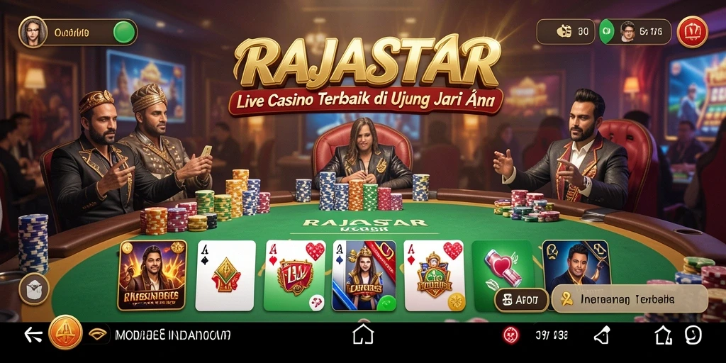 Screenshot gameplay RAJASTAR dengan dealer langsung yang menawan.