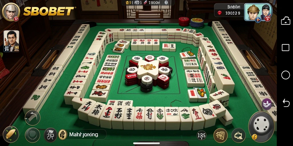 Tampilan gameplay Mahjong SBOBET yang menarik dan interaktif.