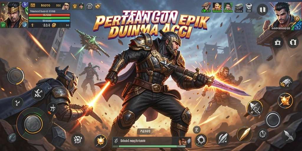Tangkapan layar menunjukkan aksi seru dari TENTOTO dengan pertarungan yang mendebarkan.