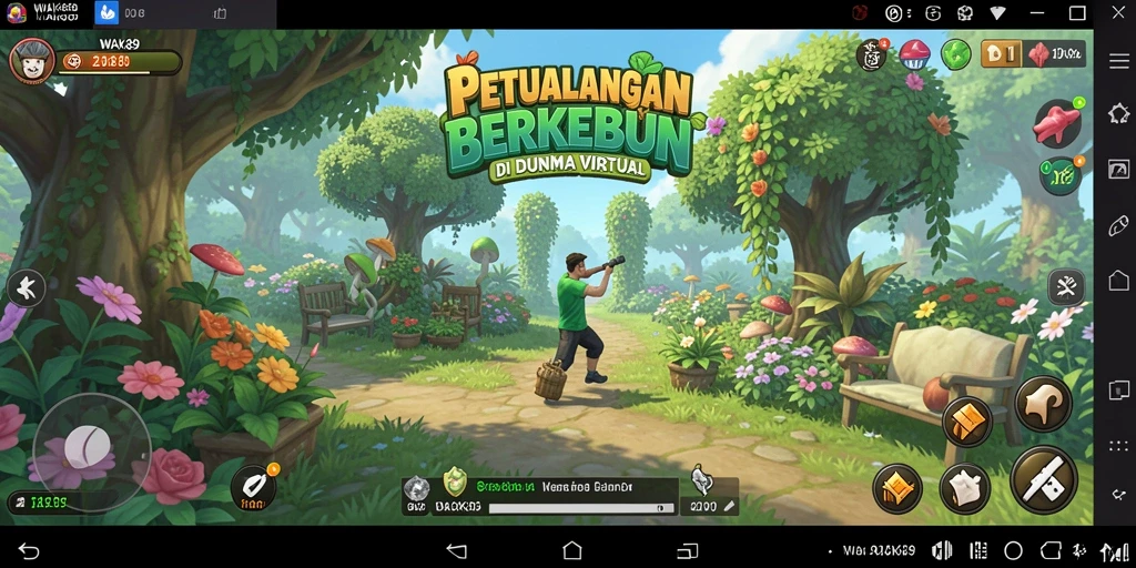 Screenshot gameplay WAK89 menampilkan ladang yang subur dan berwarna-warni.
