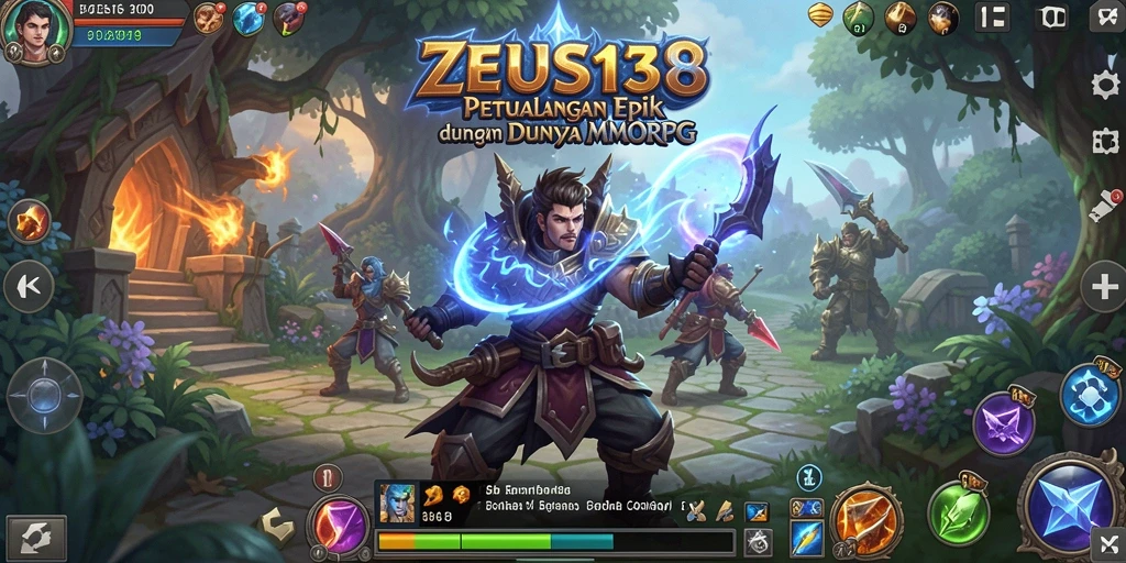 Screenshot gameplay ZEUS138 menunjukkan aksi seru dalam pertempuran MMORPG.
